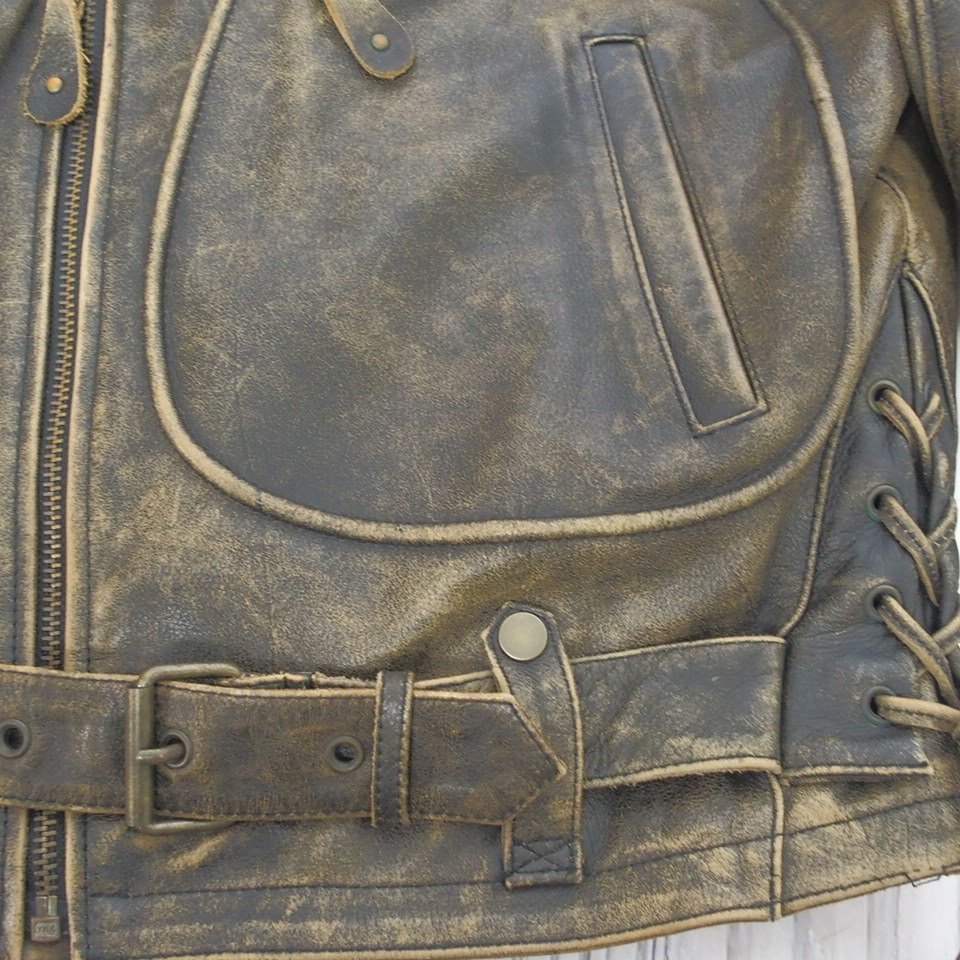 f002 G2 10.カドヤ KADOYA K's Leather ライダースジャケット 牛革 レザージャケット サイズL 色ダメージ有り_画像6