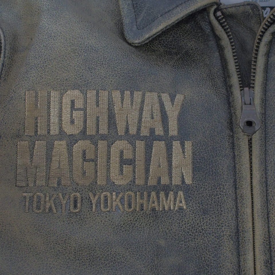 f002 G2 9.HIGHWAY MAGICIAN YELLOW CORN ライダースジャケット 牛革 レザージャケット サイズL 色ダメージ有り_画像6