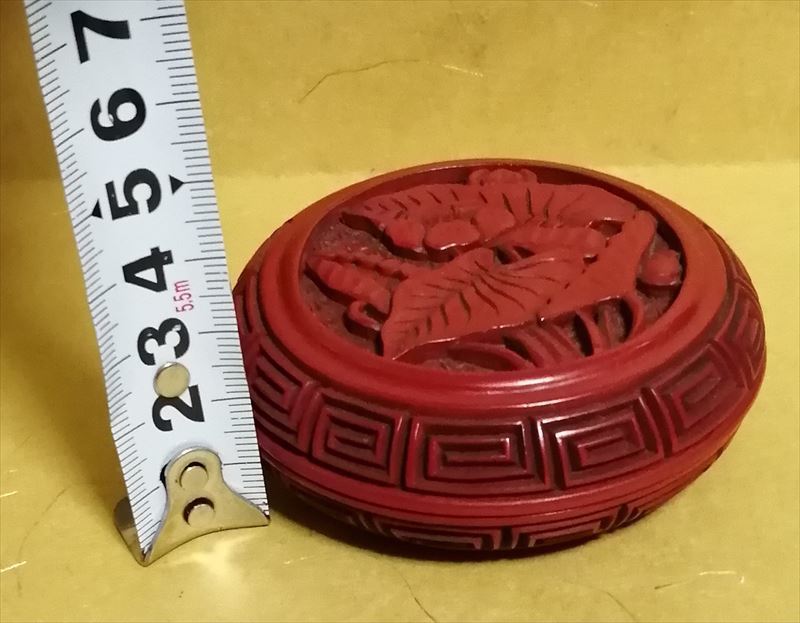 堆朱 荷花 細密彫刻／漆芸 中国 美術 箱_画像3