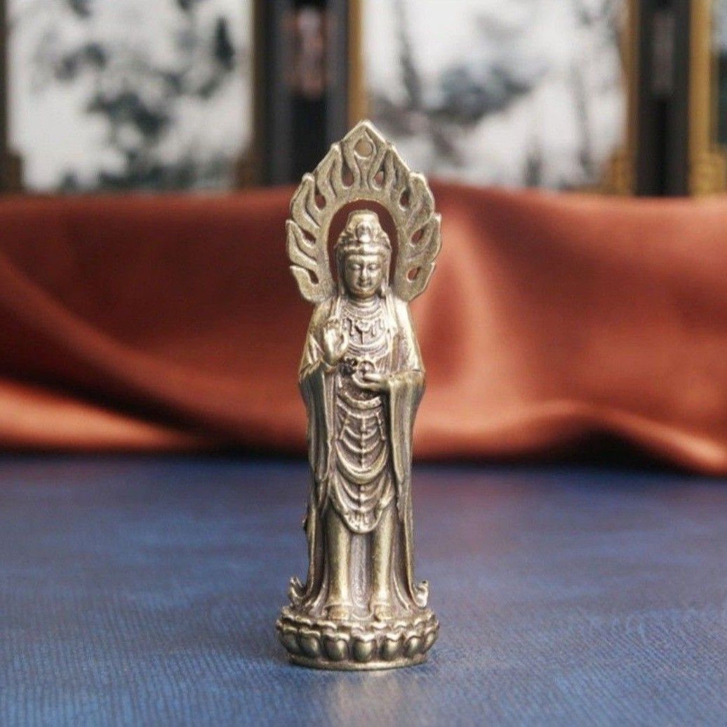 観音菩薩　法輪仏像　仏教密教宗教　真鍮　守護厄除け魔除け浄化アジアエスニック　チベット