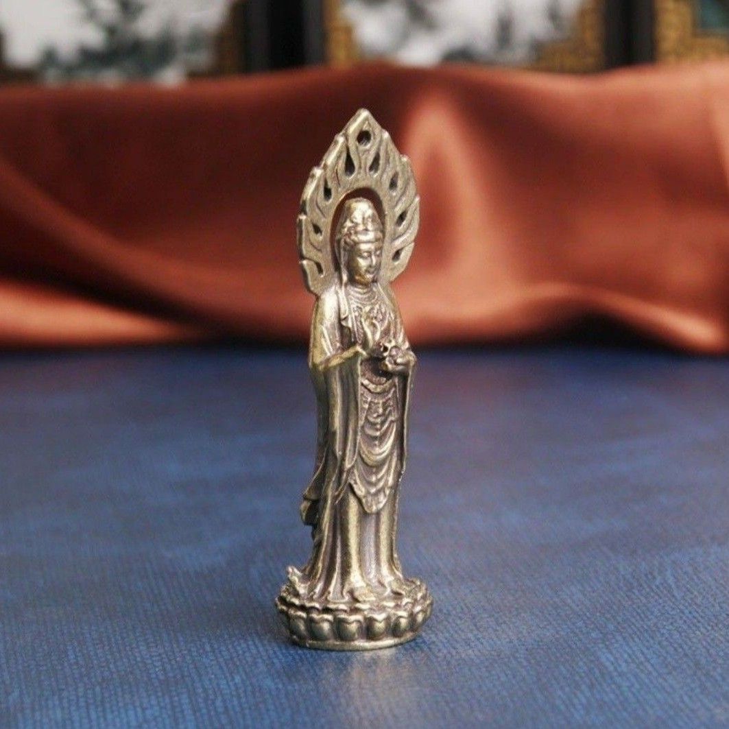 観音菩薩　法輪仏像　仏教密教宗教　真鍮　守護厄除け魔除け浄化アジアエスニック　チベット