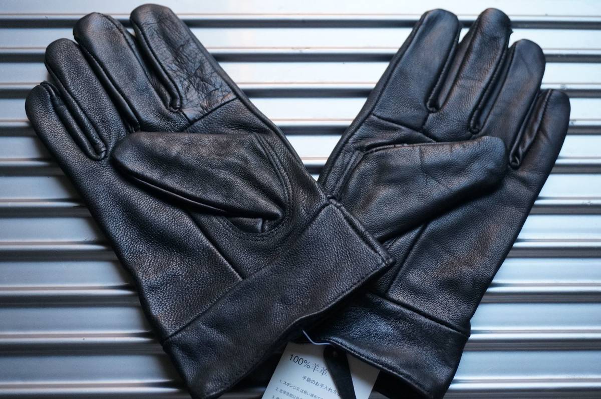  unused sa geo SAZIO black black sheep leather lambskin leather glove leather gloves M