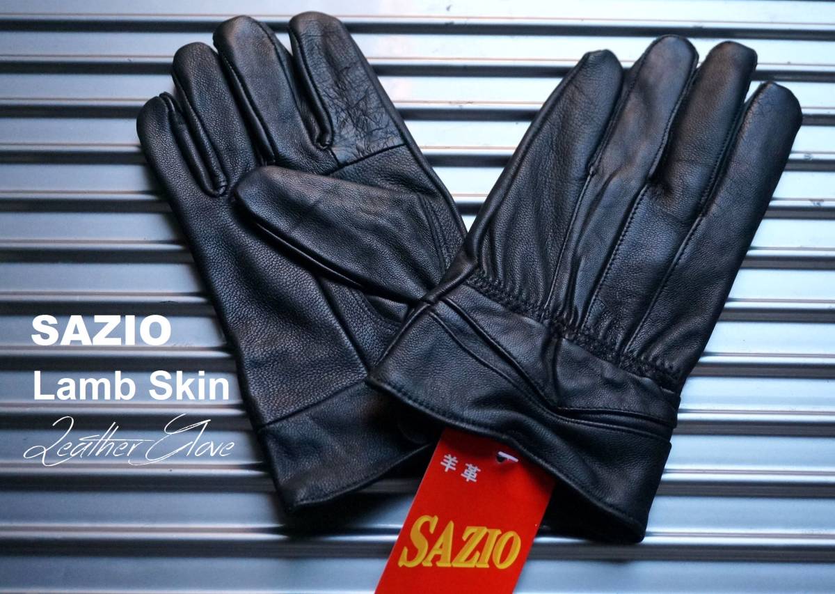  unused sa geo SAZIO black black sheep leather lambskin leather glove leather gloves M