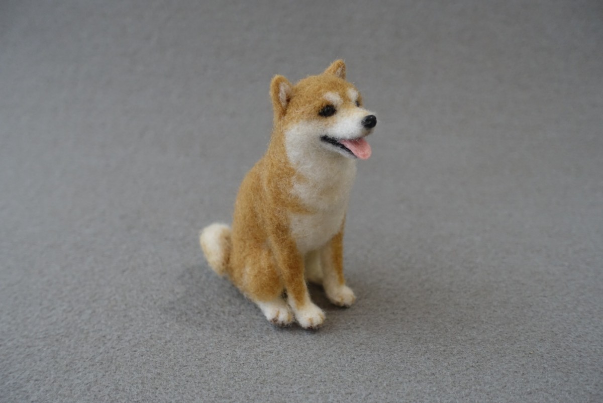 にこにこ柴犬　8.5cm　羊毛フェルト　ミニチュア　おすわり　ハンドメイド_画像6