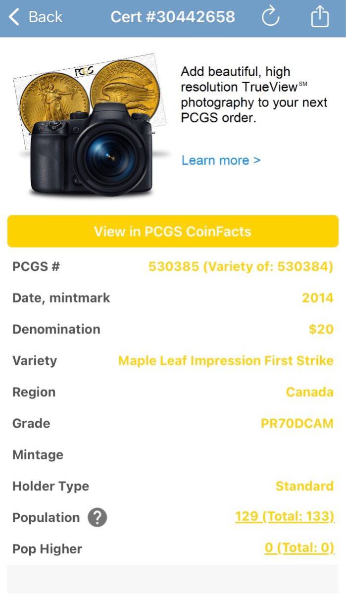 PCGS鑑定PR70 カナダ クリスタル・メイプルリーフ銀貨 2014年 プルーフ シルバーコイン カナディアンミント 造幣局 メープルリーフ