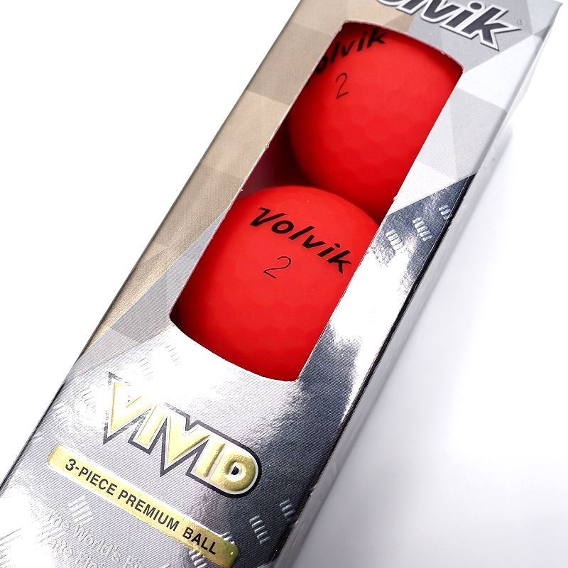K04180 新品 Volvik/VIVID ゴルフボール 1ダース(12球) レッド ボルビック _画像6