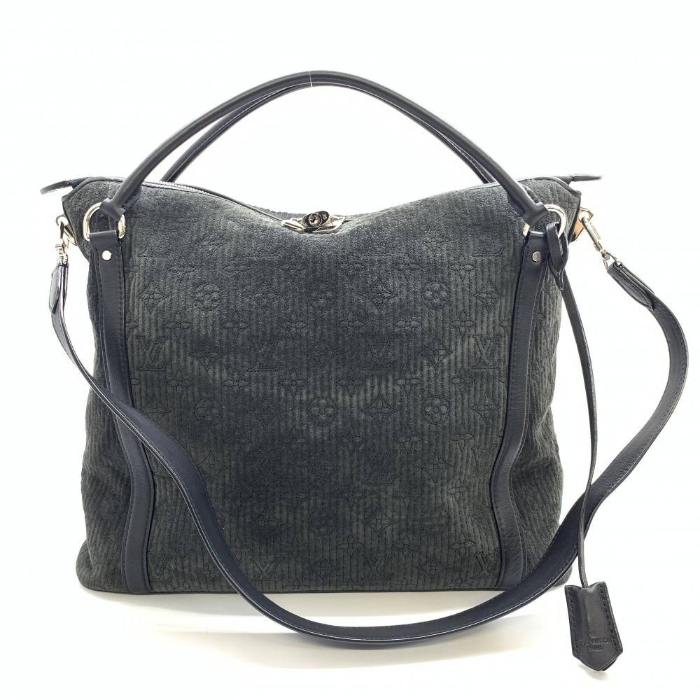 LOUIS VUITTON ルイヴィトン M93806 イクシア モノグラム アンティア 2WAY ハンドバッグ スエード レザー 黒 ブラック 管理RT35749