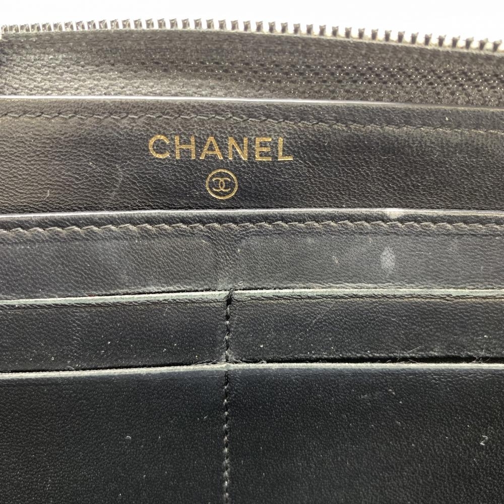 CHANEL シャネル ボーイシャネル ラムスキン ジップウォレット ラウンド 長財布 ブラック ゴールド金具 ココマーク 22番台 管理HS35826_画像7