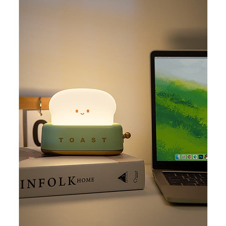 可愛いポップアップトーストのミニ卓上ライト USB充電式 韓国インテリア 【グリーン】_画像2