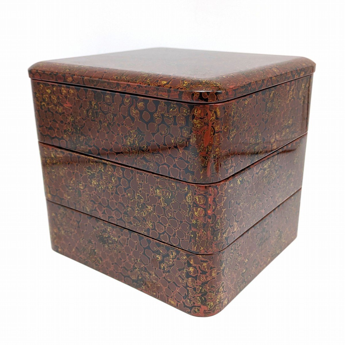 【25%OFF】 津軽塗(唐塗)バカ塗り・重箱・三段重・漆器・No.230907-16・梱包サイズ80 重箱