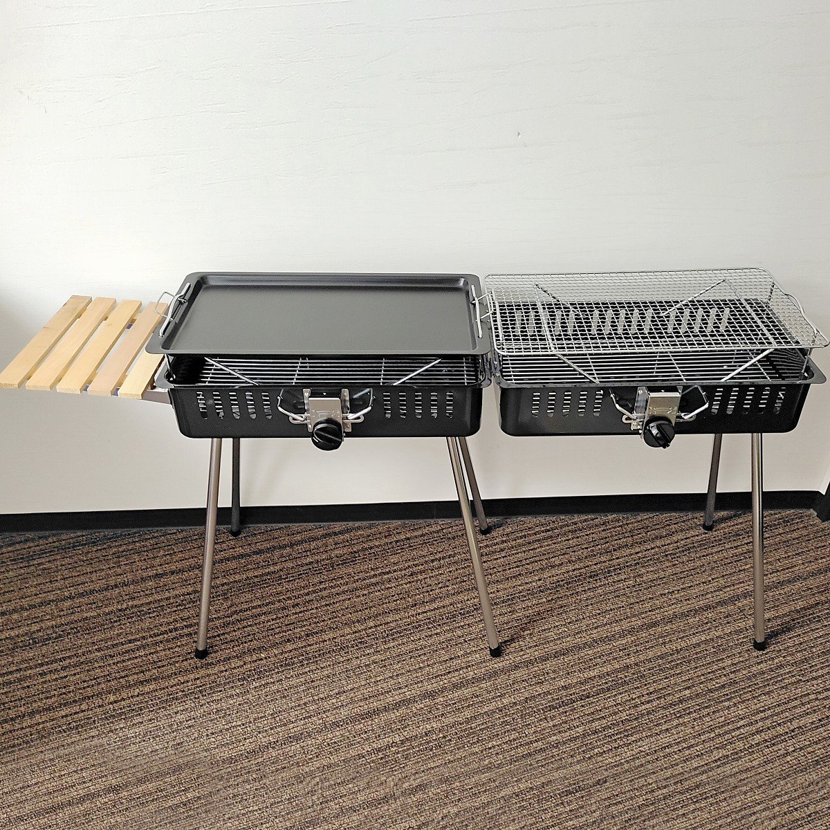 注目ショップ キャプテンスタッグ・デグレー・ダブルバーベキューコンロ・キャンプ用品・No.230521-08・梱包サイズ140 その他