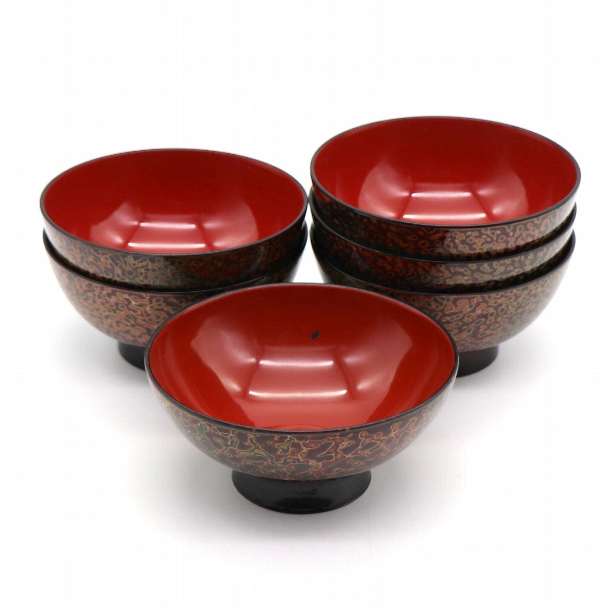 本当に信頼出来る店 津軽塗(唐塗)バカ塗り・漆器汁椀・お椀・和食器・6客・No.210410-024・梱包サイズ80 椀