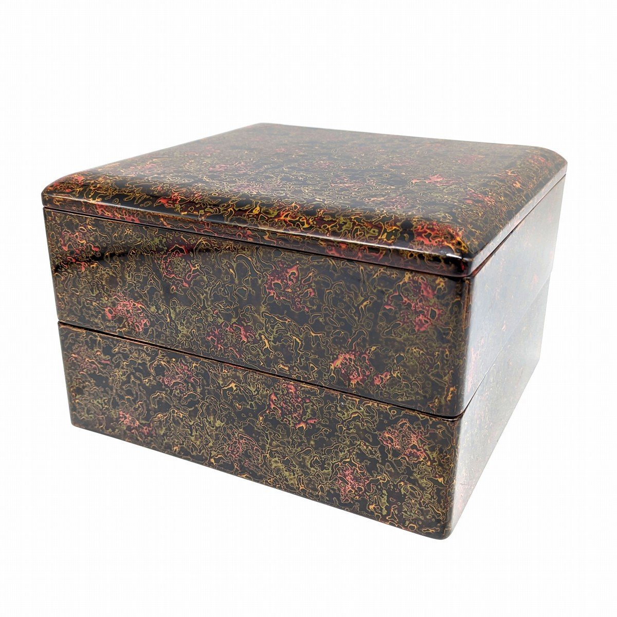 『1年保証』 津軽塗(唐塗)バカ塗り・重箱・二段重・漆器・No.230907-15・梱包サイズ80 重箱