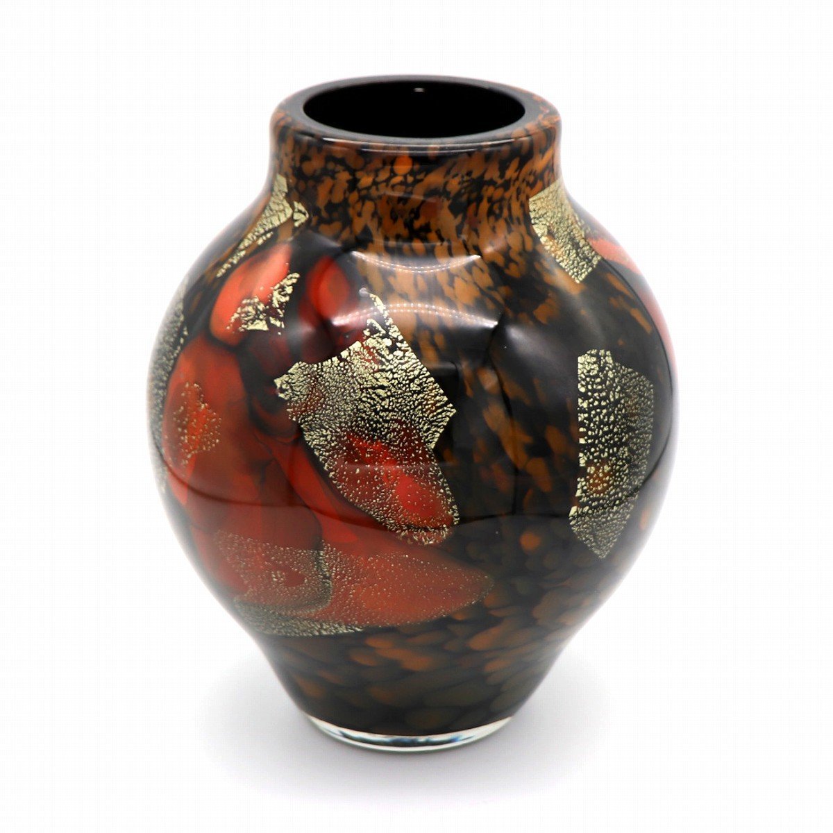 ガラス花瓶・壺型花器・No.200926-094・梱包サイズ80_画像1