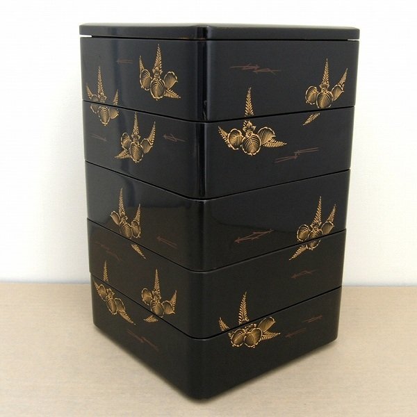 【25%OFF】 漆器・五段重箱・No.150908-21・梱包サイズ80 重箱