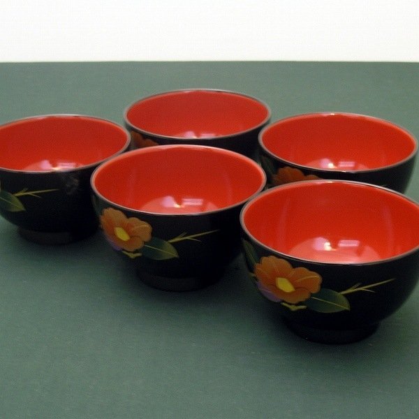 格安SALEスタート! 漆器・お椀・5客セット・No.161205-03・梱包サイズ60 椀