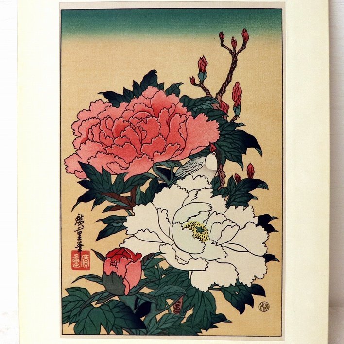 大江戸木版社・安藤広重『牡丹花』・No.180716-49・梱包サイズ140_画像2