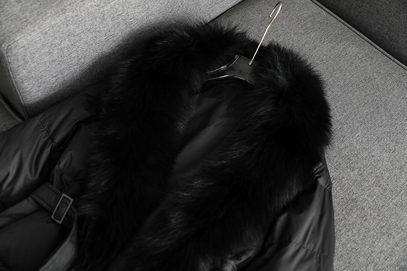  Goose! beautiful goods wonderful lady's ..90% down jacket gorgeous fox fur coat on goods new goods black L