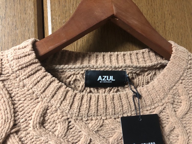 【 AZUL by moussy 】 アズール メンズ セーター　ニット S 未使用　ベージュ　ケーブルプルオーバー　新品　タグ_画像4