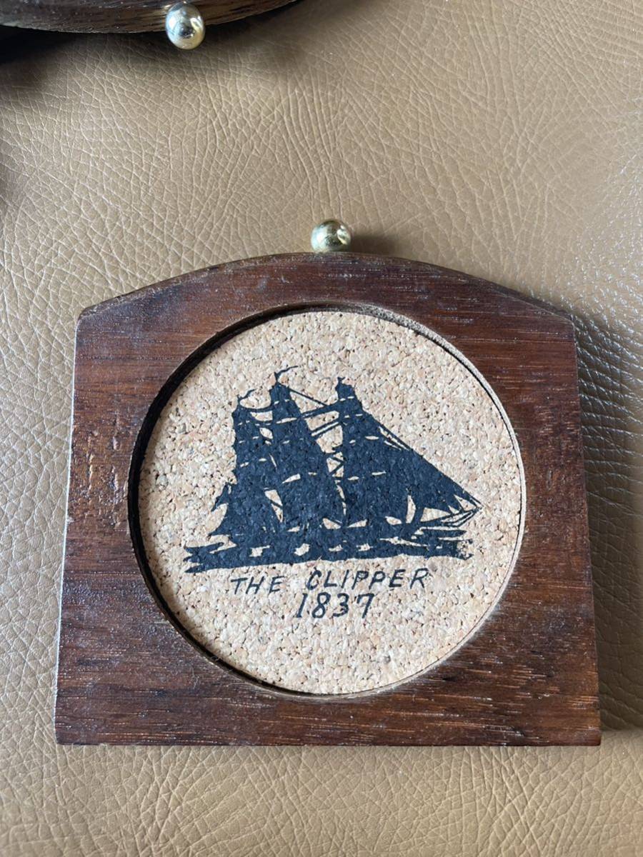 コースター THE CLIPPER 1837 木製 コルク 帆船 8枚セット アンティーク 木製 コースターセット コースター _画像3