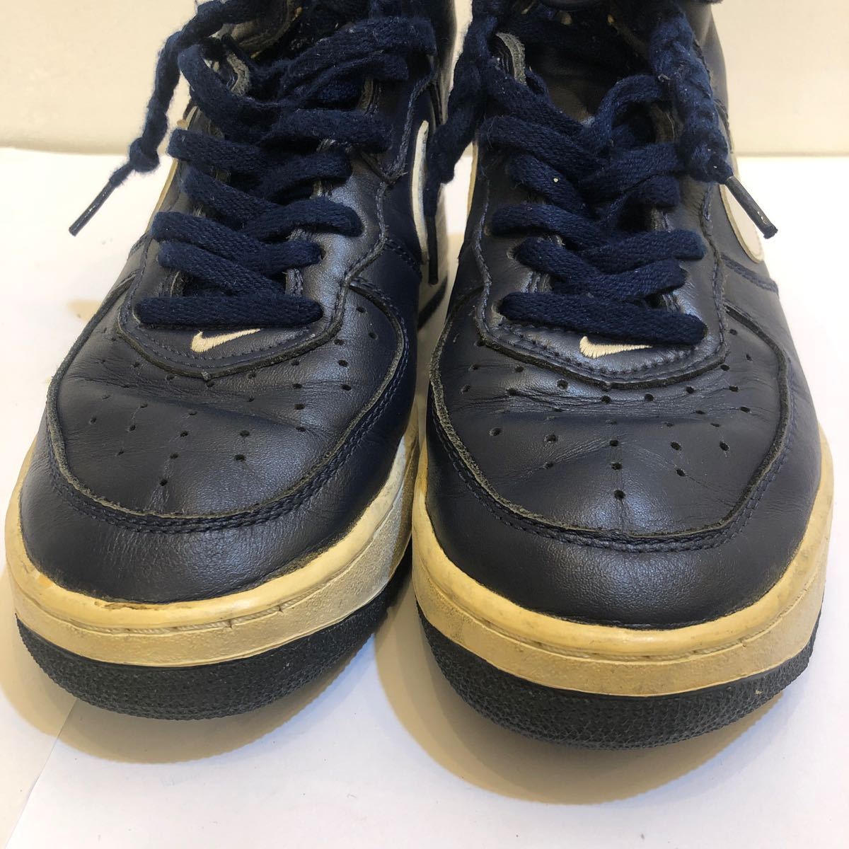 NIKE ナイキ スニーカー エアフォース1 ネイビー ハイカット 25cm AIR FORCE 1 961012 LN1 シューズ ストリート_画像6