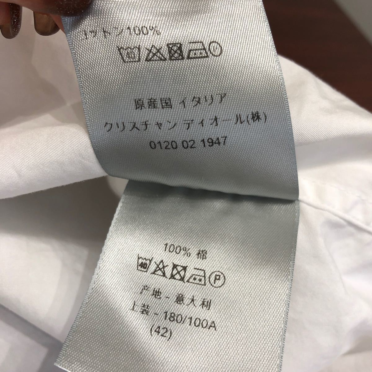 DIOR ディオールオム 長袖シャツ ホワイト 42サイズ イタリア製 コットン100% SHIRT 白 クリスチャンディオール_画像7