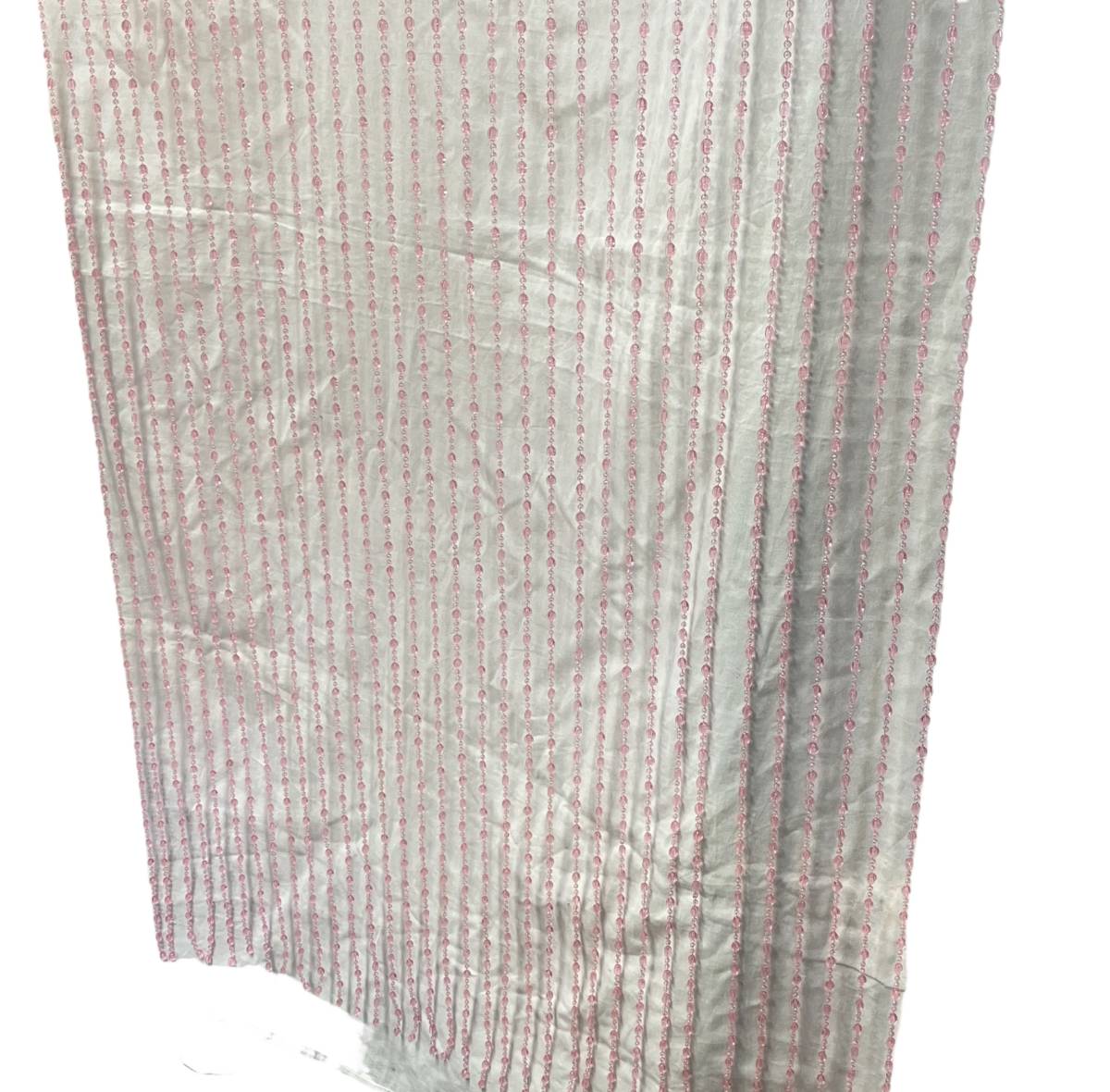 (志木)【昭和レトロ】ビーズ珠のれん すだれ プラスチックビーズ 85×150cm 暖簾 仕切り インテリア ピンク レトロポップ ヴィンテージ_画像3