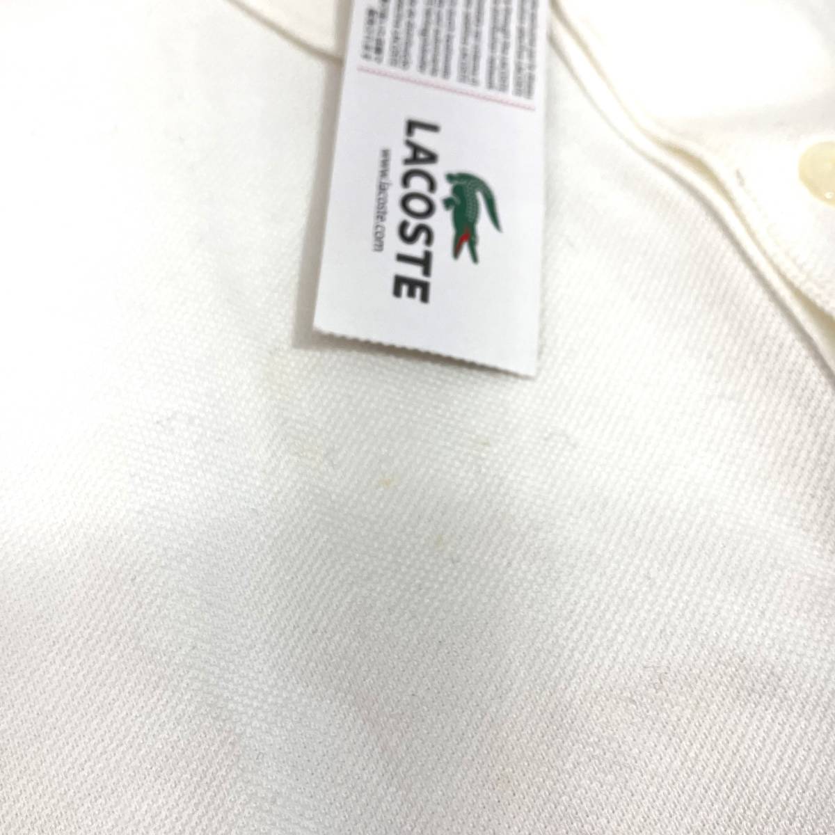 (志木)【タグ付未使用】LACOSTE/ラコステ L1212X 半袖リブカラーシャツ ポロシャツ サイズ3(M) ホワイト 白 ワニ ワンポイント _画像5