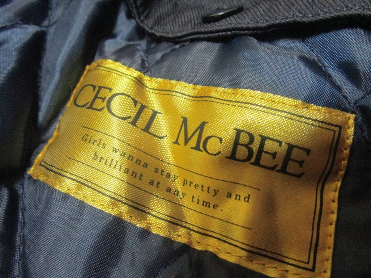 レディースM◇CECIL MC BEE◇防寒ライナー取外可コート navy 腰ベルトなし_画像5