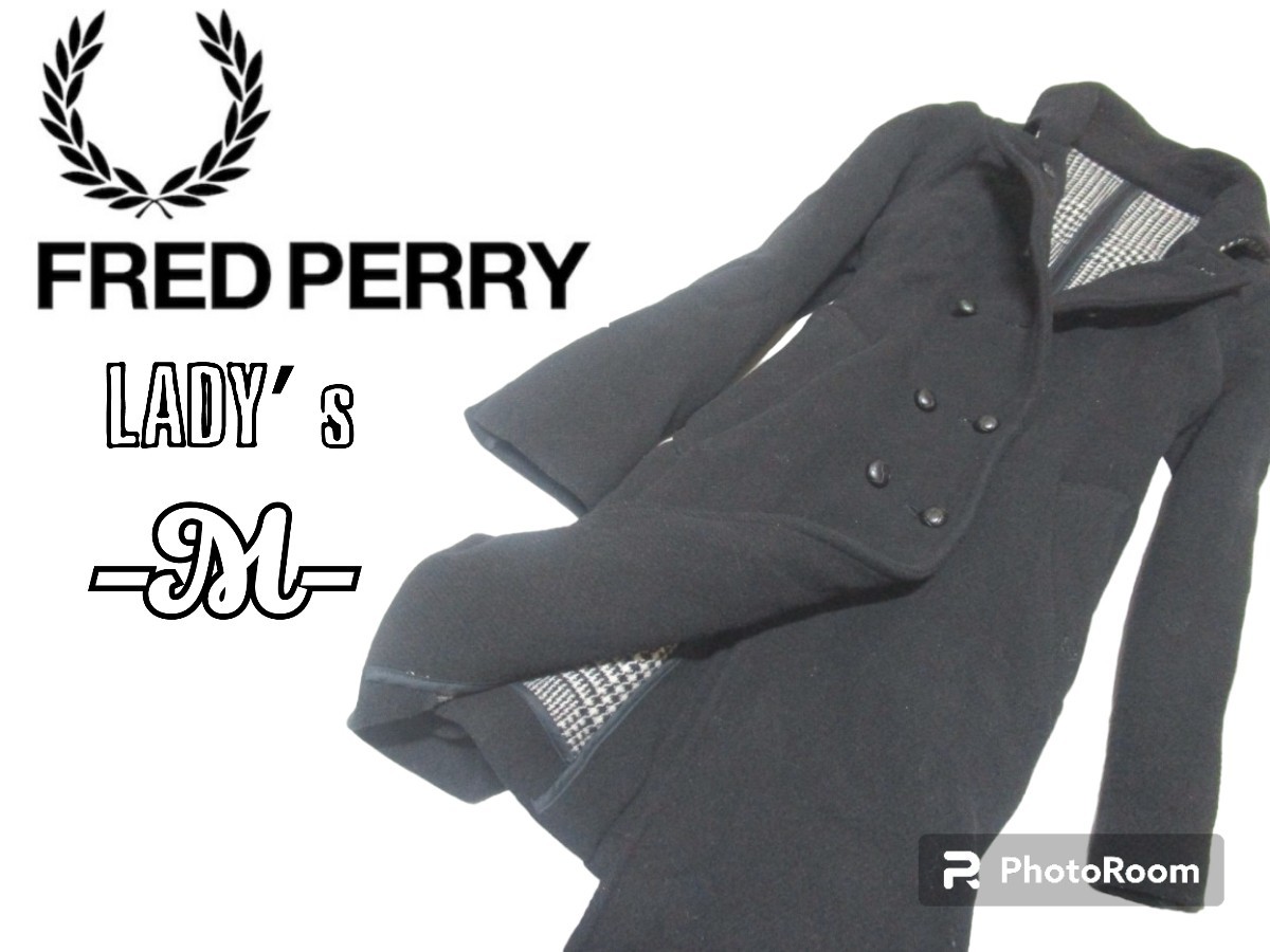 レディースM◇FRED PERRY◇コート 黒_画像1