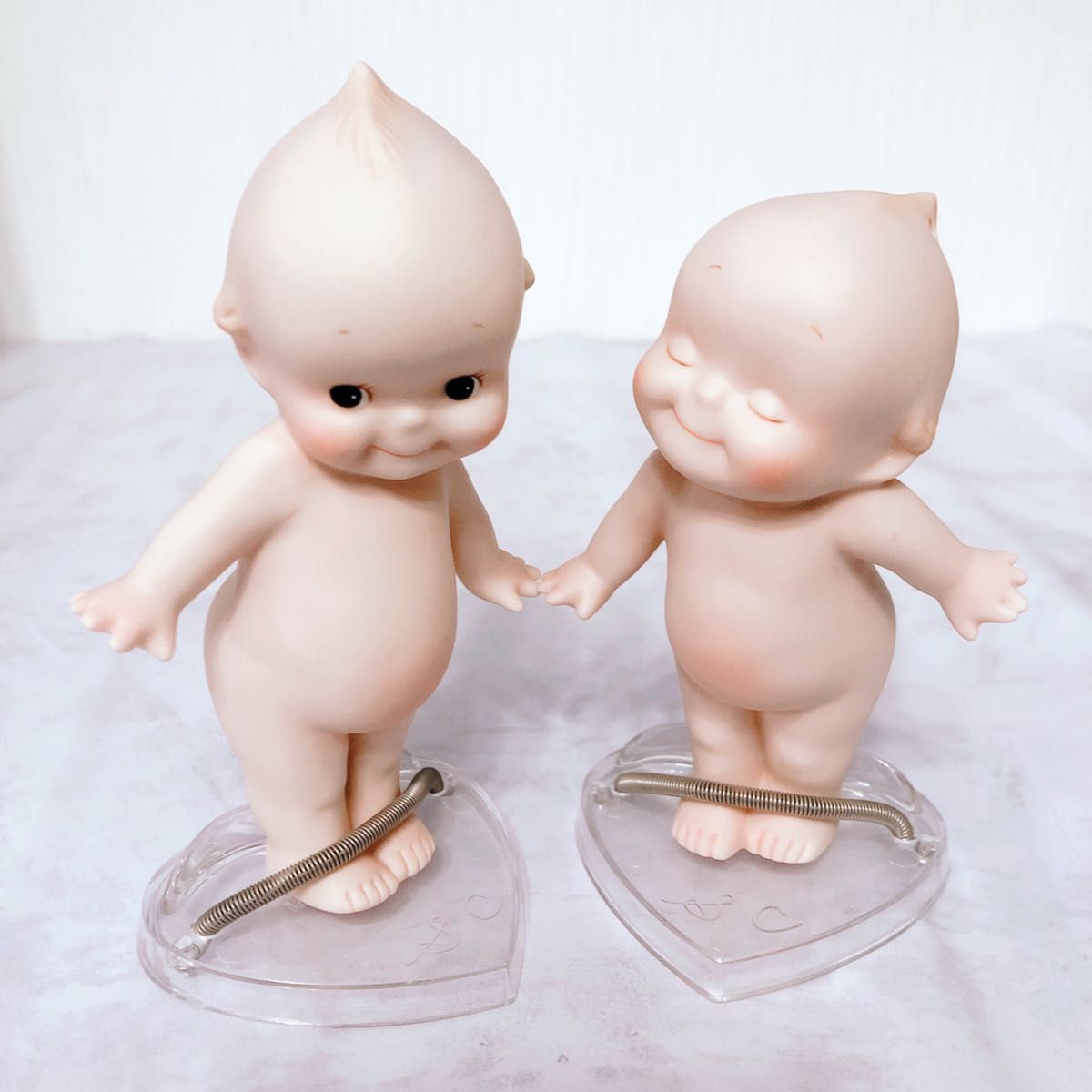 sekiguchi キューピー 2体 セット 陶器 セキグチ 置物 キッシング ドール 昭和レトロ キューピー 人形