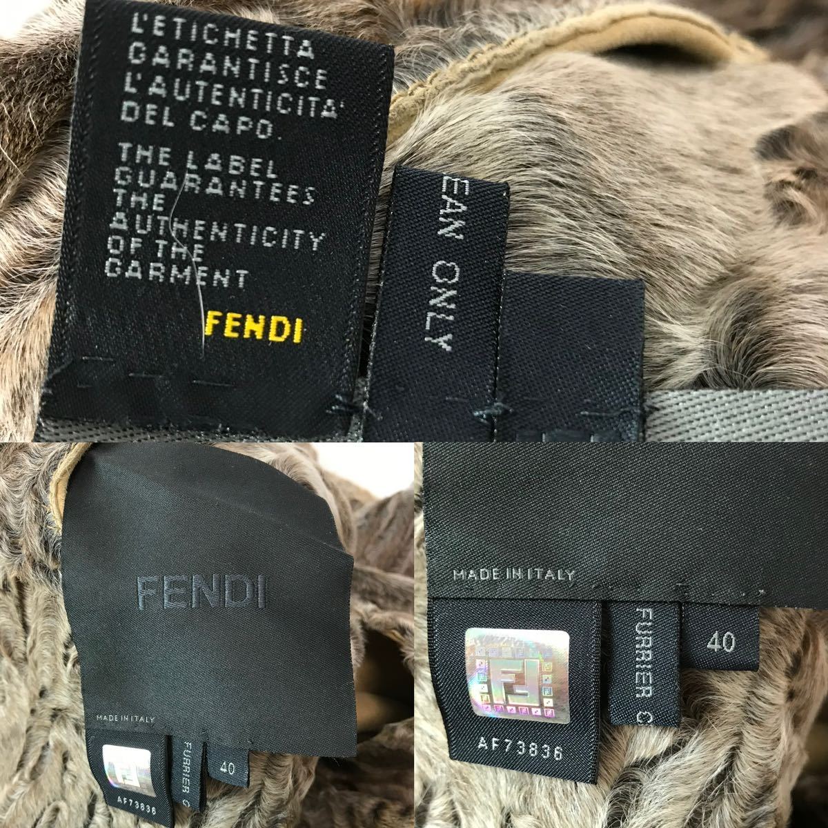 f161 FENDI フェンディ リバーシブル ロングコート ジャケット レザー ラム ファー アウター 40 イタリア製 正規品 ヴィンテージ レア_画像4