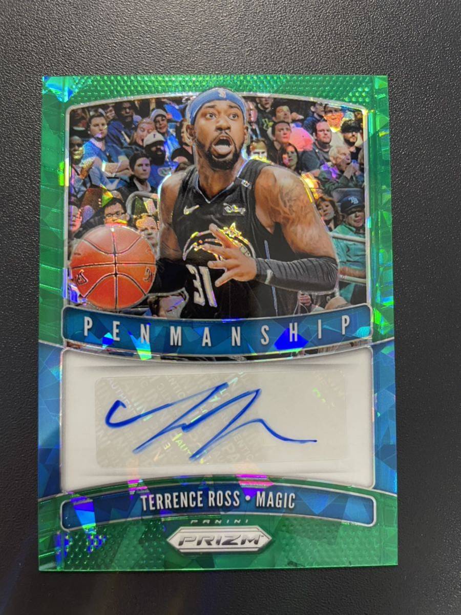 16枚限定 Terrence Ross 2019 Prizm Green Cracked Ice Penmanship Auto サインカード NBAカード_画像1