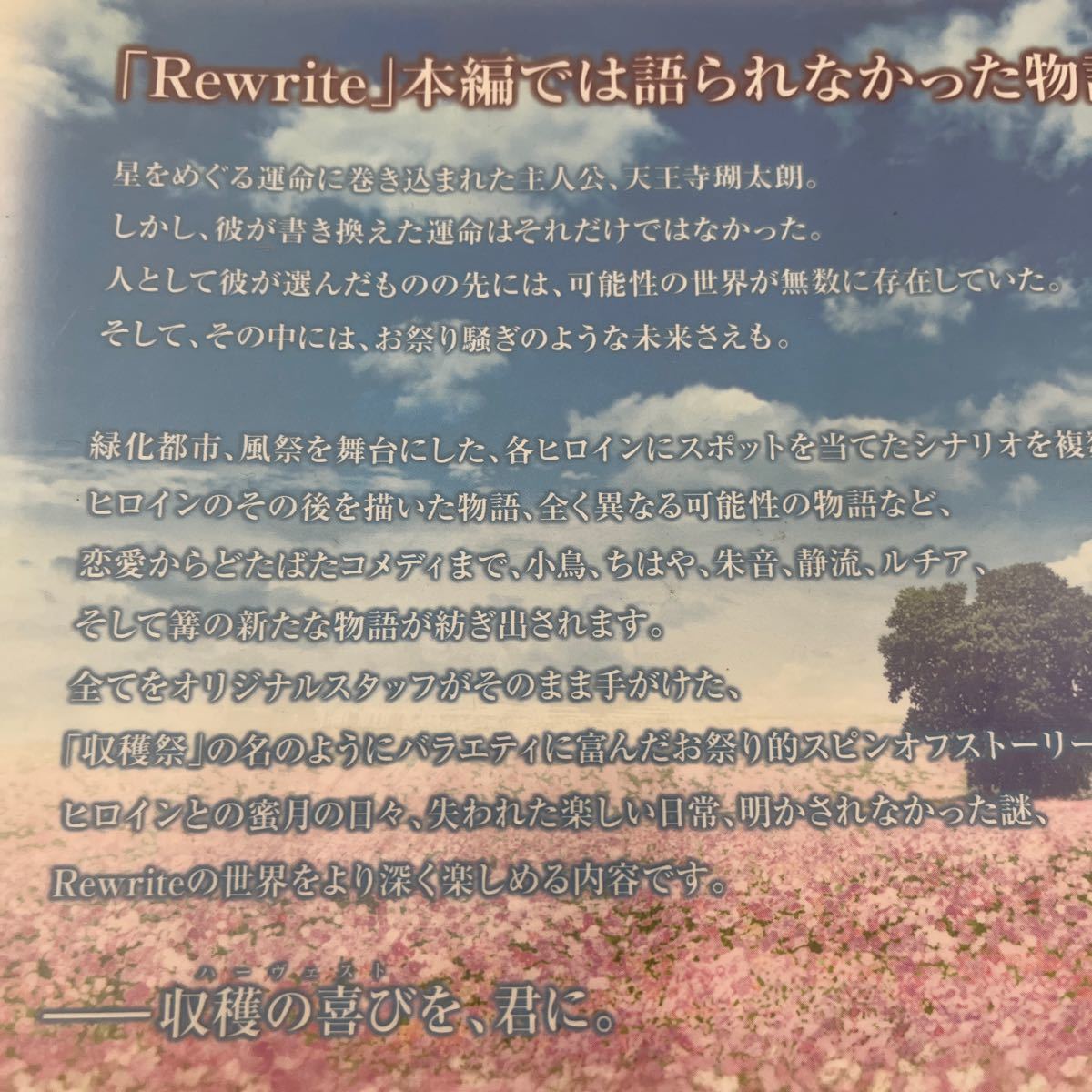 完全未開封！Rewrite Harvest festa!Windows XP Vistaビジュアルアーツ　l-1559_画像3