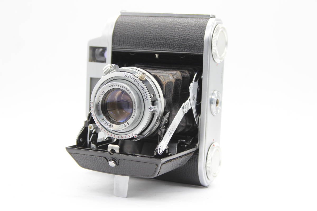 【返品保証】 Pearl IV Hexar 75mm F3.5 蛇腹カメラ s5581の画像1