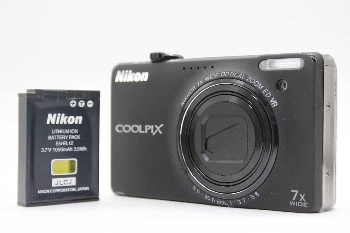 【返品保証】 ニコン Nikon Coolpix S6000 ブラック 7x Wide バッテリー付き コンパクトデジタルカメラ s5796_画像1