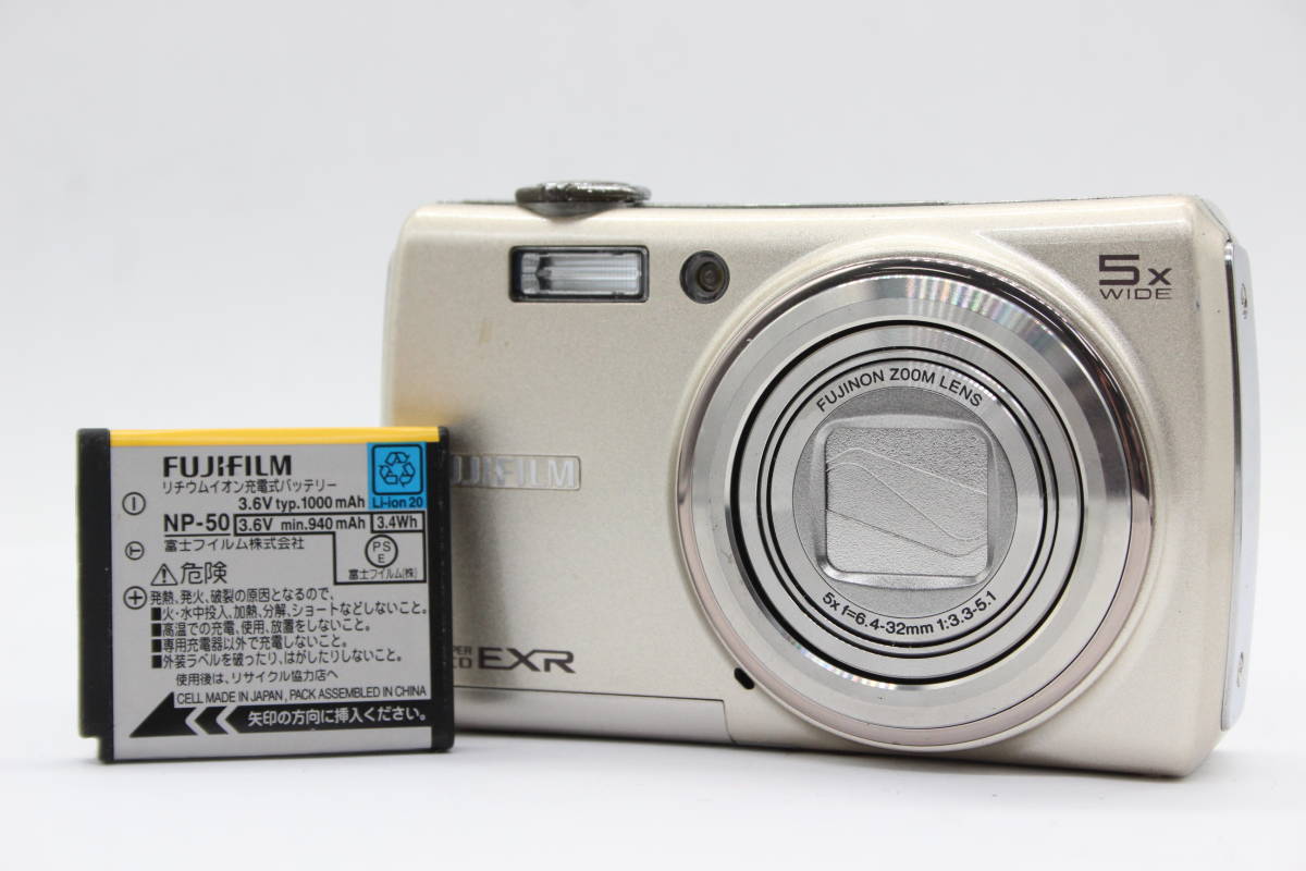 【返品保証】 フジフィルム Fujifilm Finepix F200EXR ゴールド 5x Wide バッテリー付き コンパクトデジタルカメラ s5813_画像1