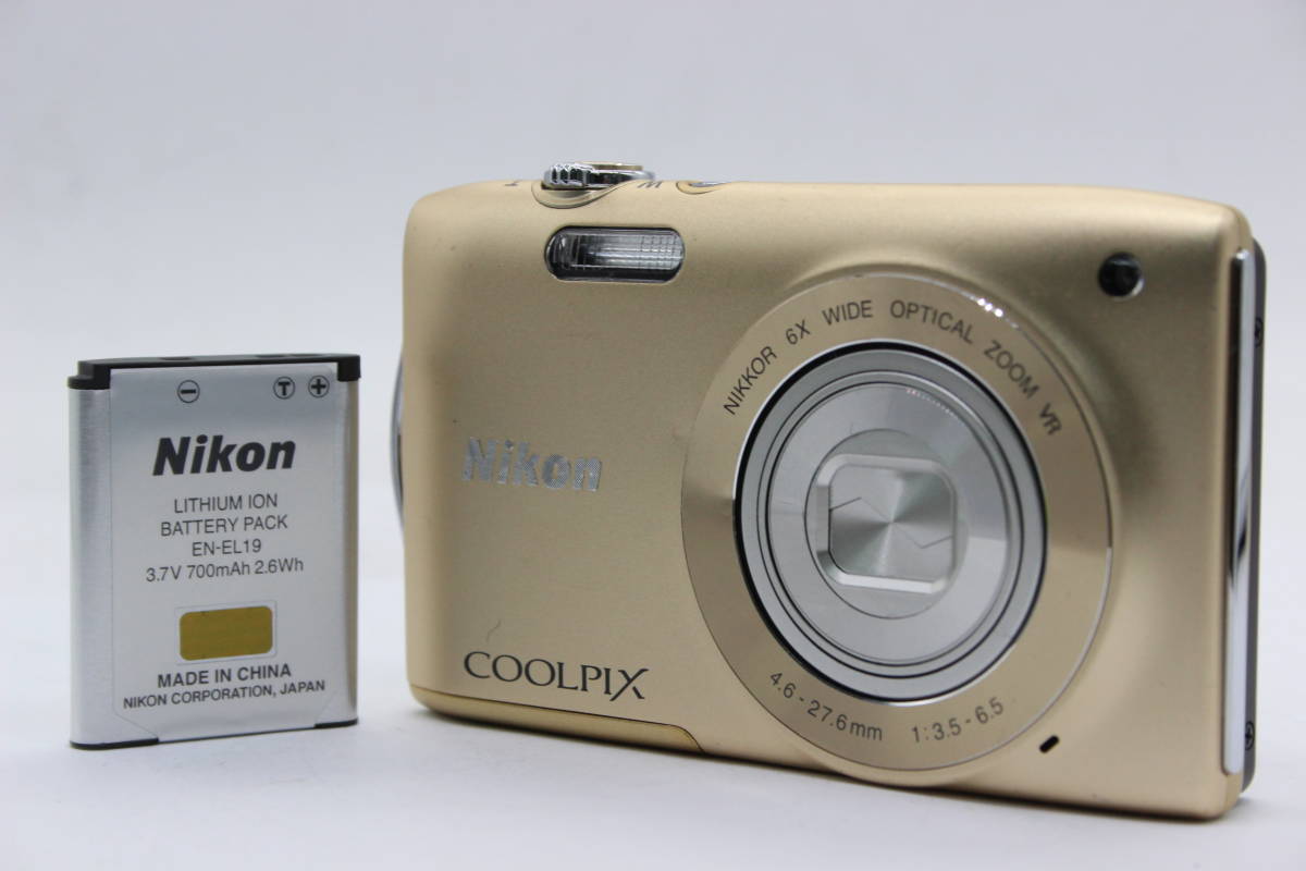 【返品保証】 ニコン Nikon Coolpix S3300 ゴールド 6x Wide バッテリー付き コンパクトデジタルカメラ s5849