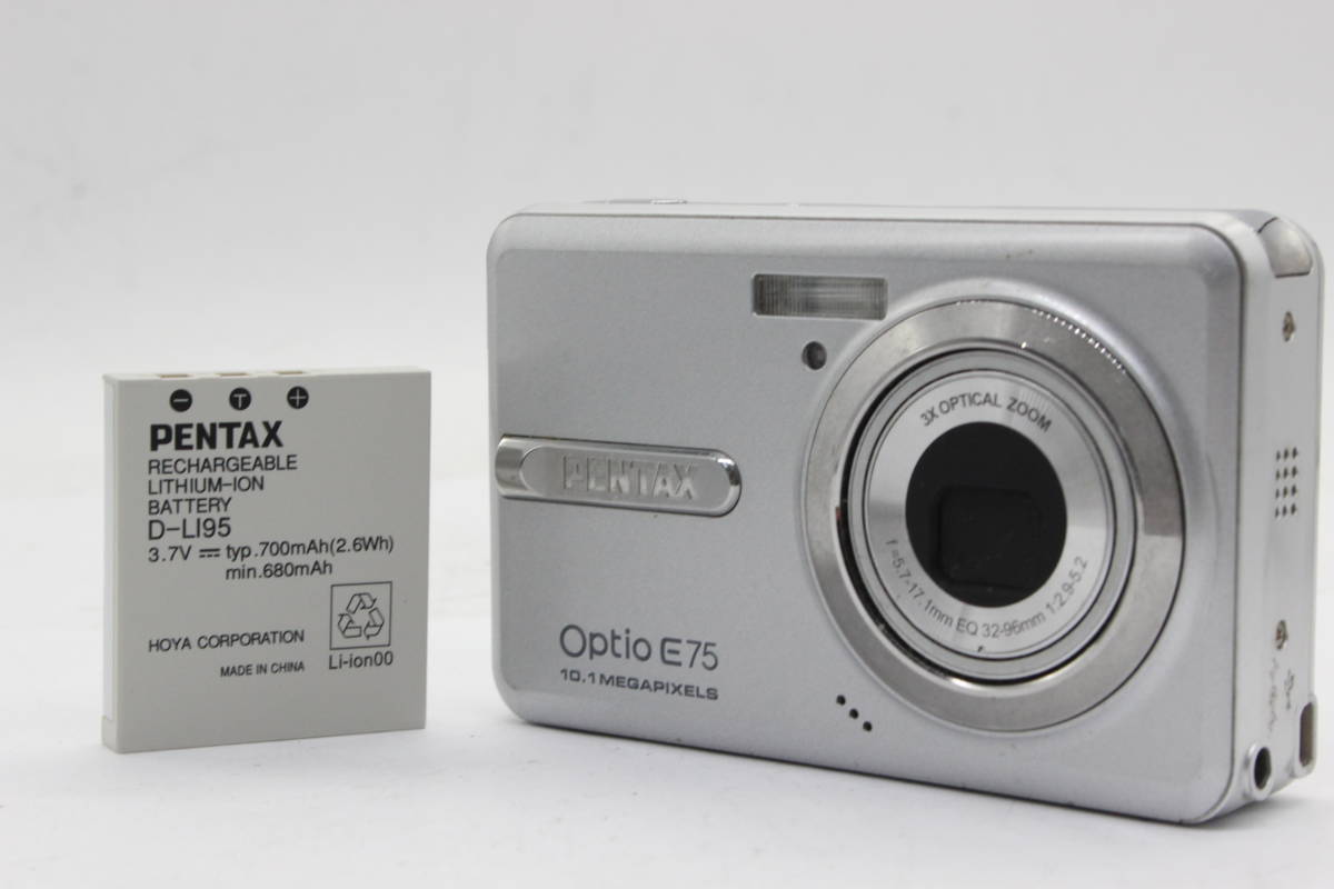 【返品保証】 ペンタックス Pentax Optio E75 3x バッテリー付き コンパクトデジタルカメラ s5909