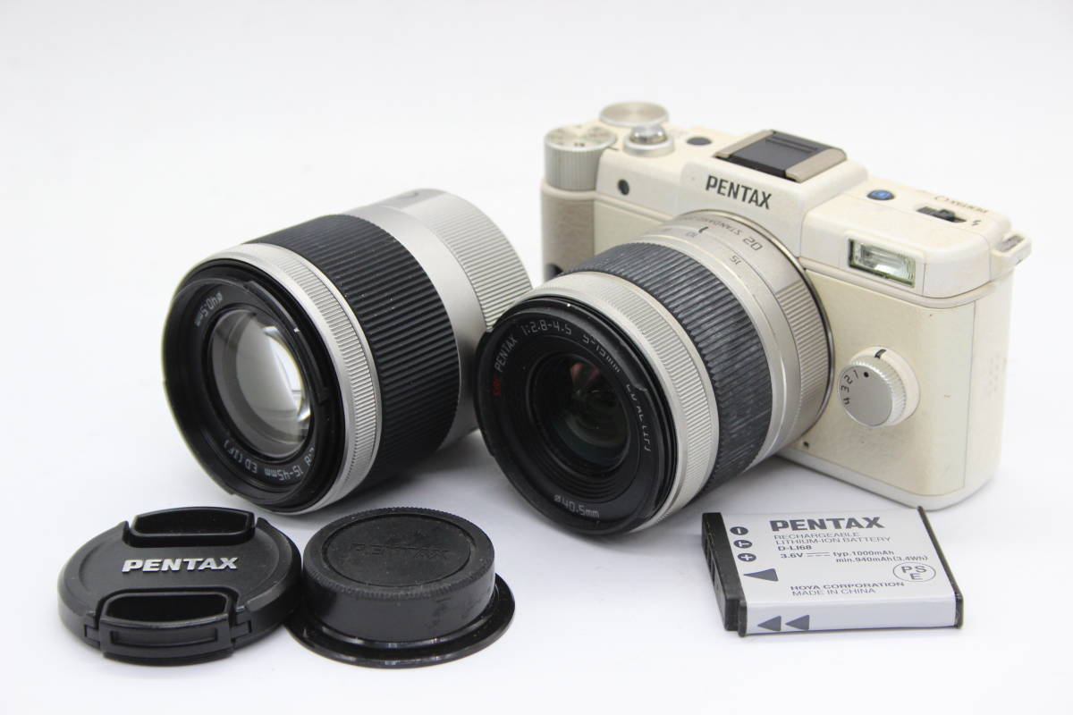 【返品保証】ペンタックス Pentax Q ホワイト smc pentax 5-15mm F2.8-4.5 15-45mm F2.8 バッテリー付き ミラーレス一眼 s6022_画像1