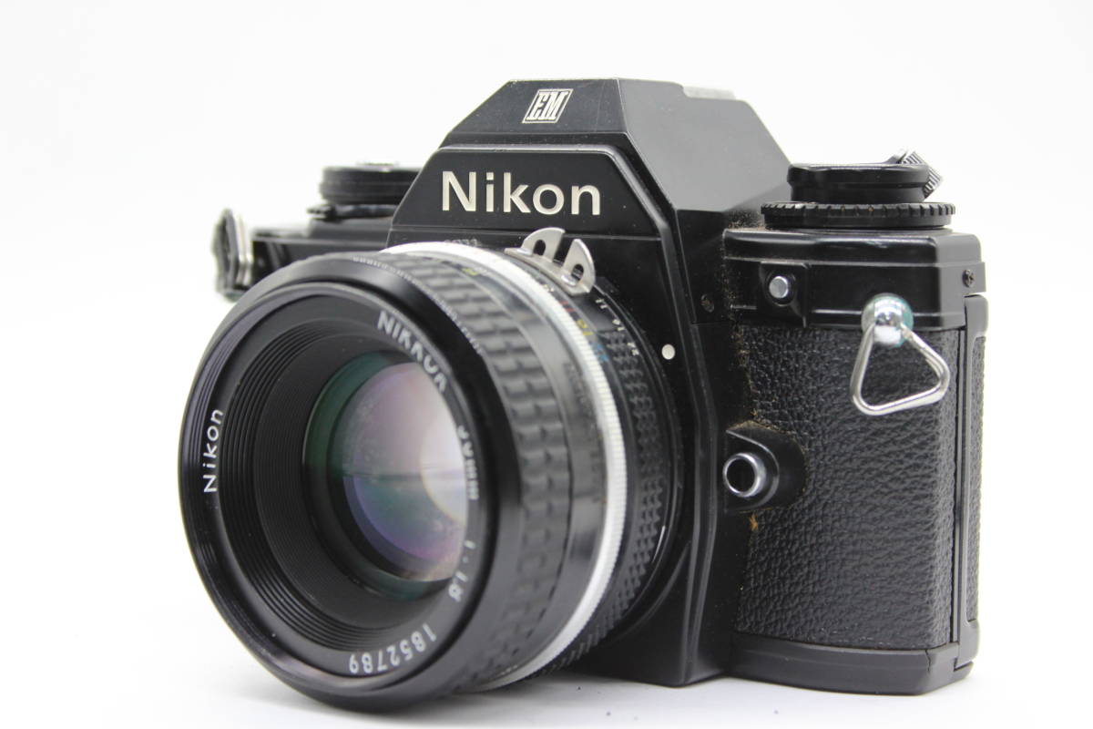【返品保証】 ニコン Nikon EM ブラック Nikkor Ai 50mm F1.8 ボディレンズセット s6387