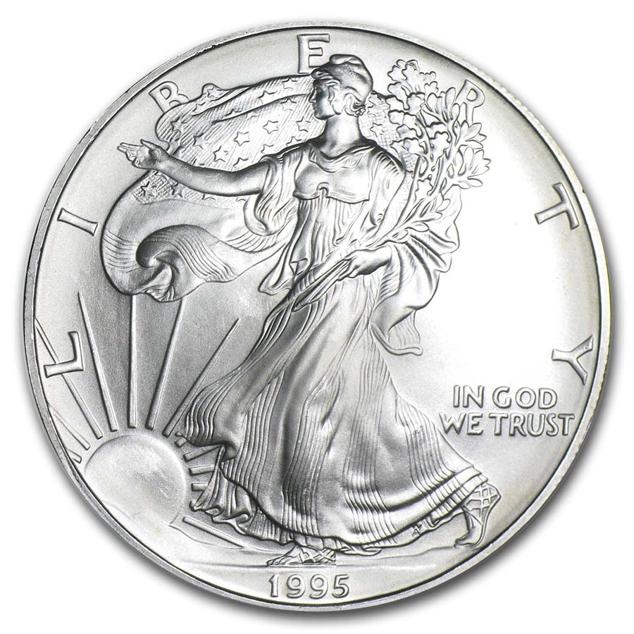 [保証書・カプセル付き] 1995年 (新品) アメリカ「イーグル・ウオーキング リバティ」純銀 1オンス 銀貨