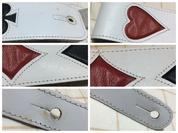  postage 350 jpy ~ * junk mold, hardening,... etc. have leather? guitar strap playing cards pattern JAJABOON? white guitar strap 