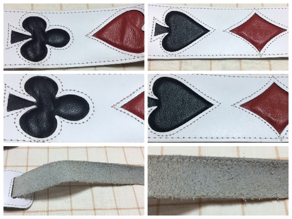  postage 350 jpy ~ * junk mold, hardening,... etc. have leather? guitar strap playing cards pattern JAJABOON? white guitar strap 