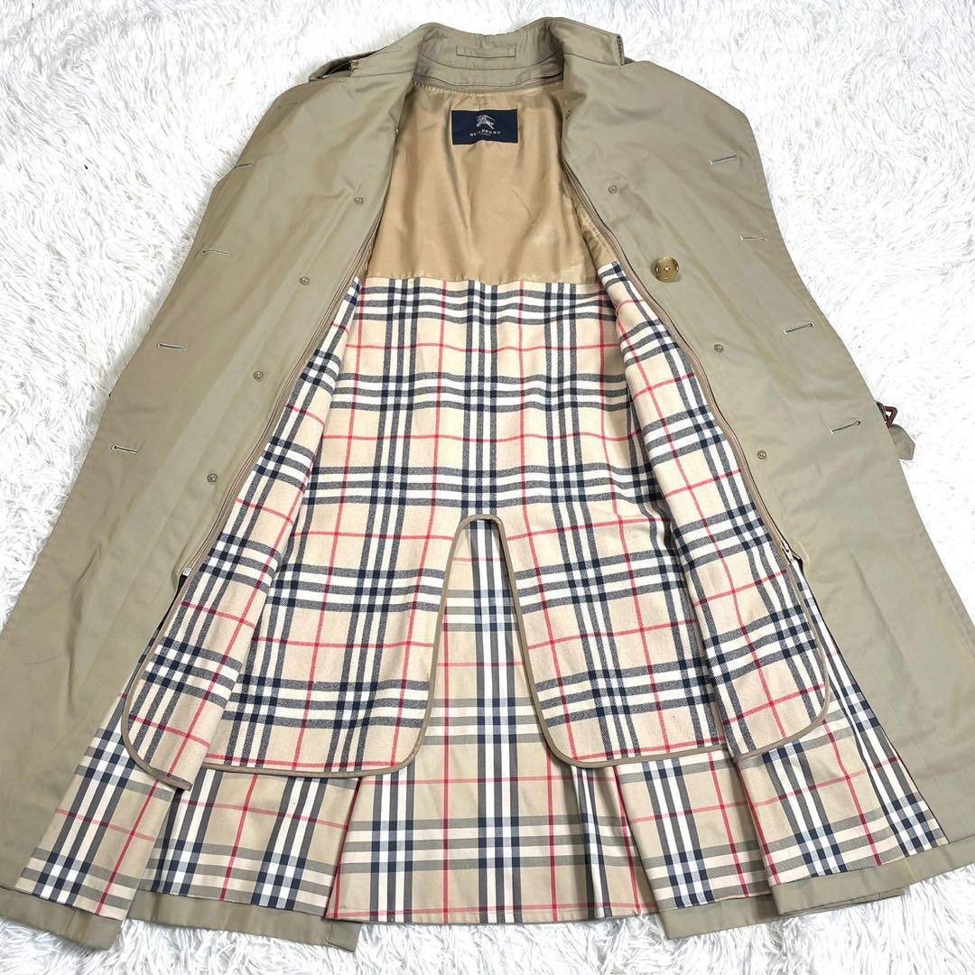 1円◆極美品 バーバリー ロンドン BURBERRY LONDON トレンチコート ロング丈 メガチェック ビジネス メンズ M ライナー ハニーベージュ_画像3