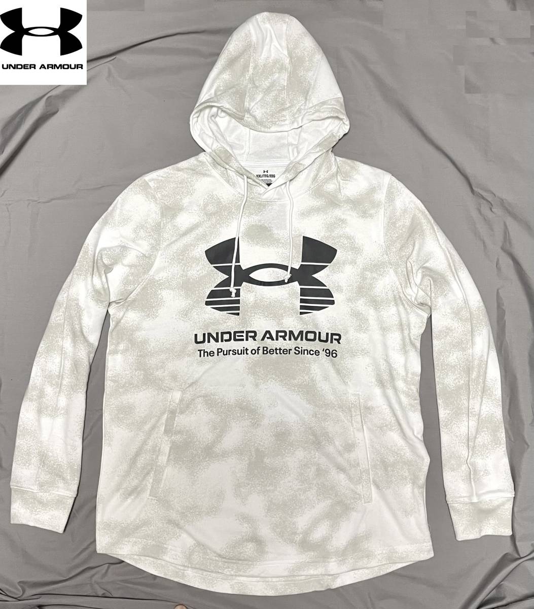 新品 2XL アンダーアーマー グレー ブラック 白 黒 スウェット 軽量 上下 カモフラ underarmour パーカー フード ジョガーパンツ 正規品 3L_画像2