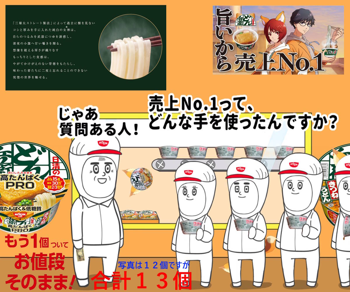 箱破れあり　日清　どん兵衛 PRO 高たんぱく＆低糖質 きつねうどん　どん兵衛プロ　(東) PRO　お試し　_画像2