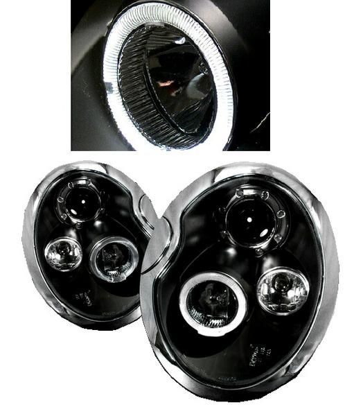 MINI ミニクーパー R50 R52 R53 インナーブラック LEDイカリングプロジェクターフロントヘッドライト 左右 RA16 黒 ヘッドランプ ライト_画像2