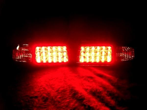 日産 シルビア S14 前期 / 後期 ダークブラッククローム枠クリアコンビ リア LED テールランプ 左右 リヤテールライト 送料無料の画像2