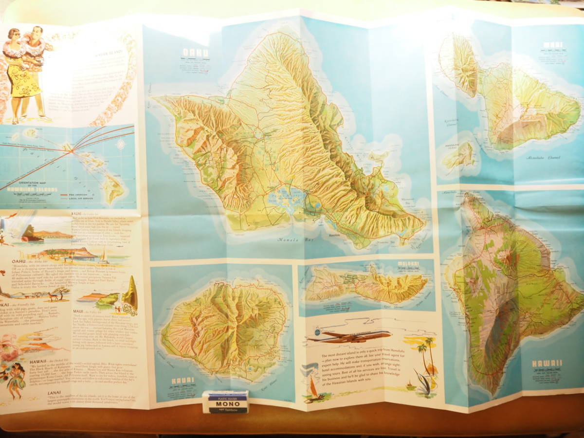 PAN AM【ハワイの島々】案内地図　＊パンアメリカン航空＊_画像2